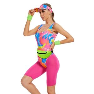 Vibrant Pink and Green Women's Activewear Set